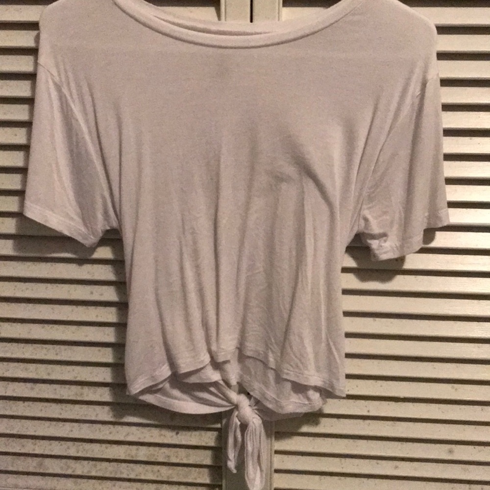 White Basic Top with a Tie in the Back